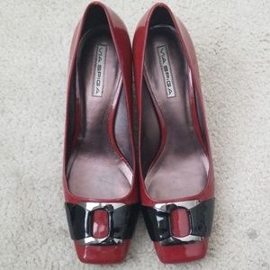 Burgandy Patent Dress with Silver Buckle